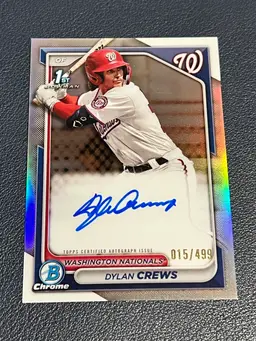2024 Bowman Chrome Dylan Crews /499 Auto Washington Nationals
