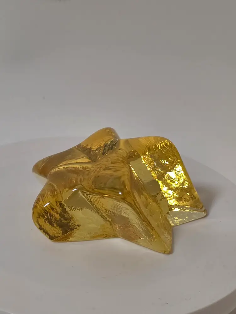 Vintage Fire And Light Shooting Star Paperweight Yellow Signed Hard To Find