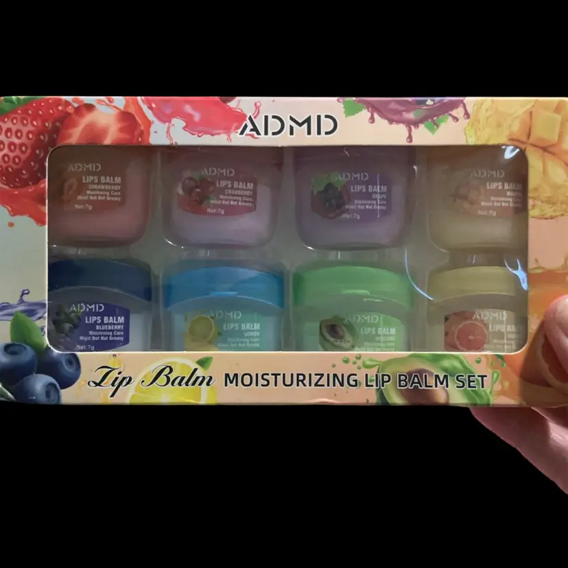 6. ADMD Lip Balm Moisturizing Lip Balm Set . Fun Flavors Strawberry 🍓, Cranberry, Grape 🍇, Mango 🥭, Blueberry 🫐, Lemon 🍋, Avocado 🥑, Orange 🍊…