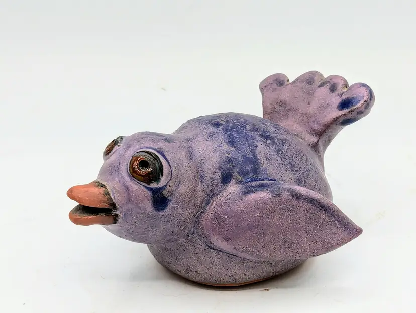 Clay Bird Sculpture from Noted Chapel Hill NC Artist Carmen Elliott Signed