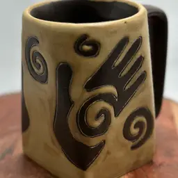 Mara Pottery Mexico Hand Crafted Mexican Art Pottery Healing Hands Coffee Mug