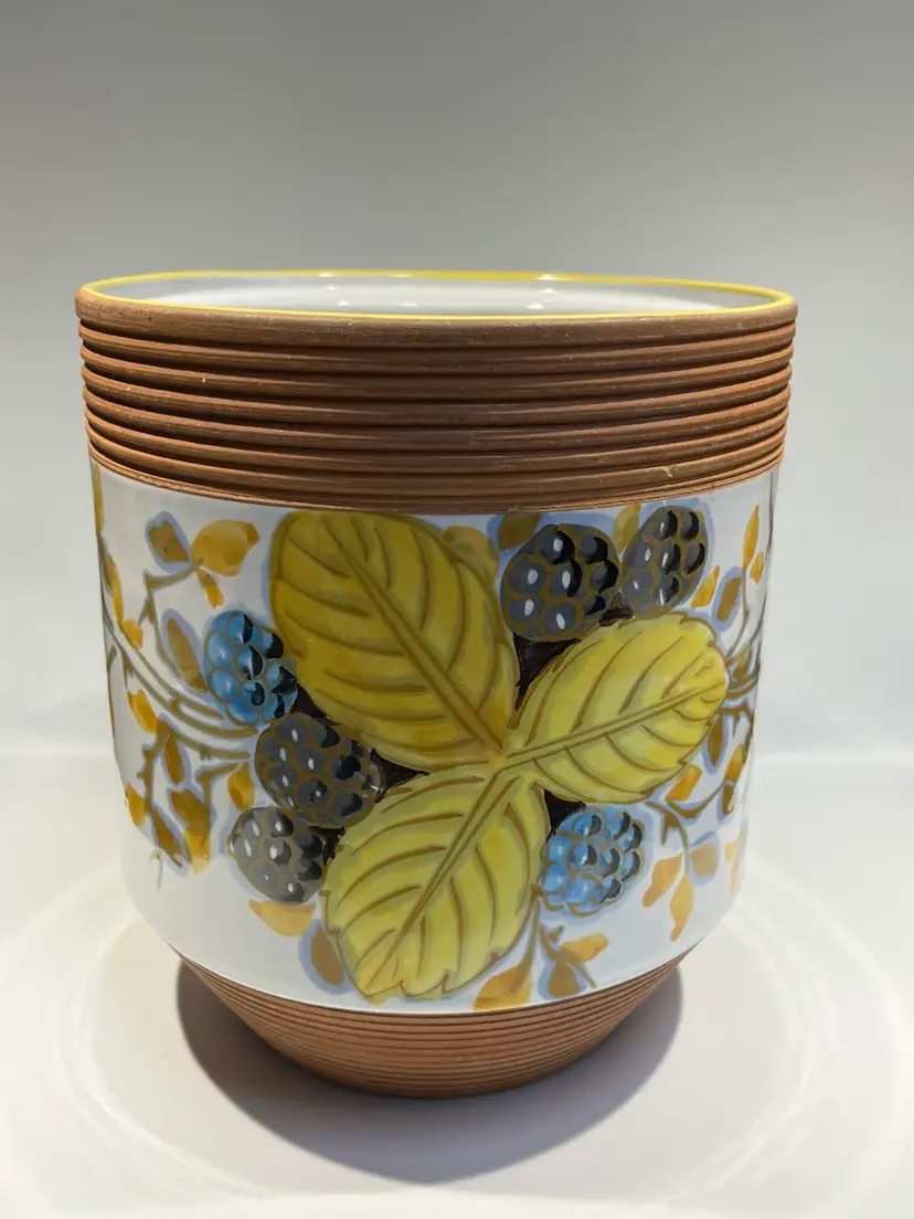 MCM - Vintage Italian Textured Redware Pottery Crock/ Planter -by Fratelli Fanciulla- 8.5” Tall, 7” Wide