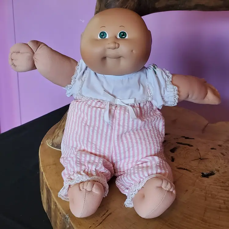 Vintage 1984 Cabbage Patch Kids Preemie Baldy With Green Eyes