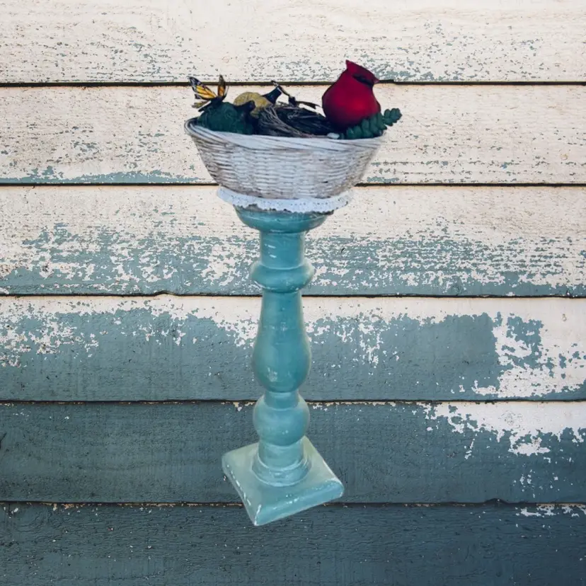 Upcycled Tall Farmhouse Country Cottage Birds Nest Decor Distressed Cottagecore Shabby Chic