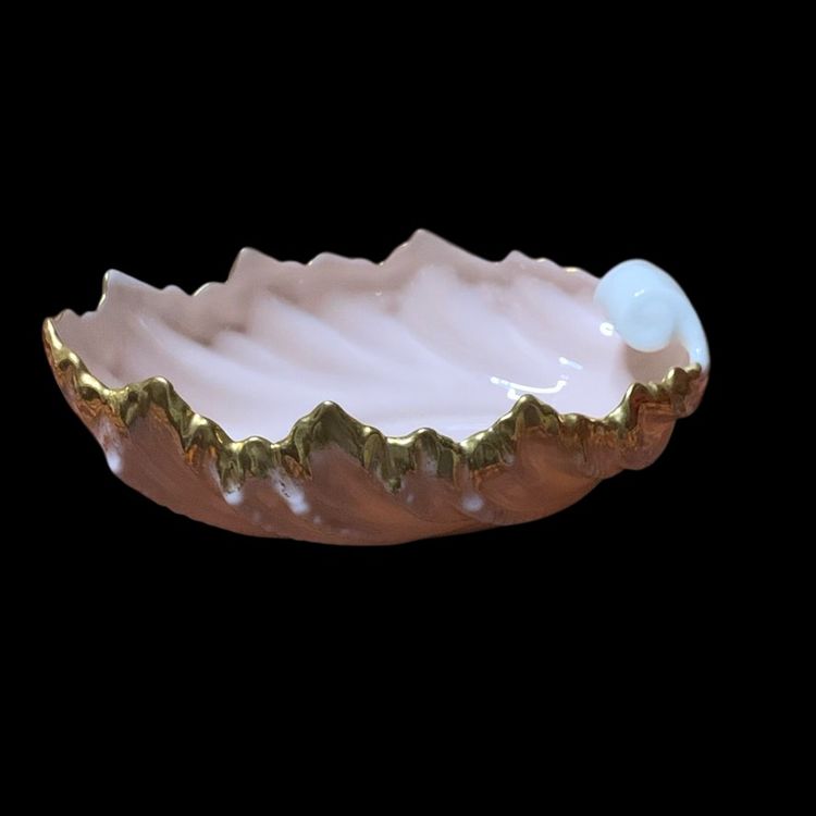 11. Lenox  Acanthus 6” Pink Leaf Shell Bowl Candy Dish Gold Trim Made in USA