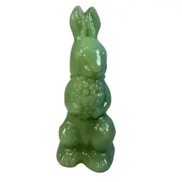 Mosser Standing Bunny with Basket of Flowers Jadeite Green 5” tall USA New Easter Spring Garden
