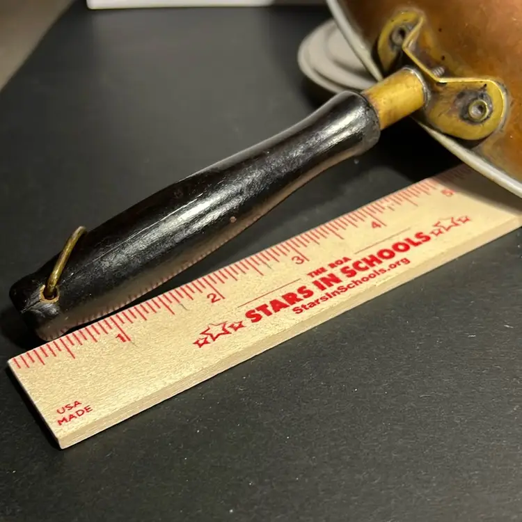 Vintage Small Oval Copper Pan With Wood Handle