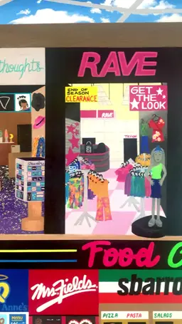 Y2K Shopping Mall 36"x36" XL Acrylic Painting