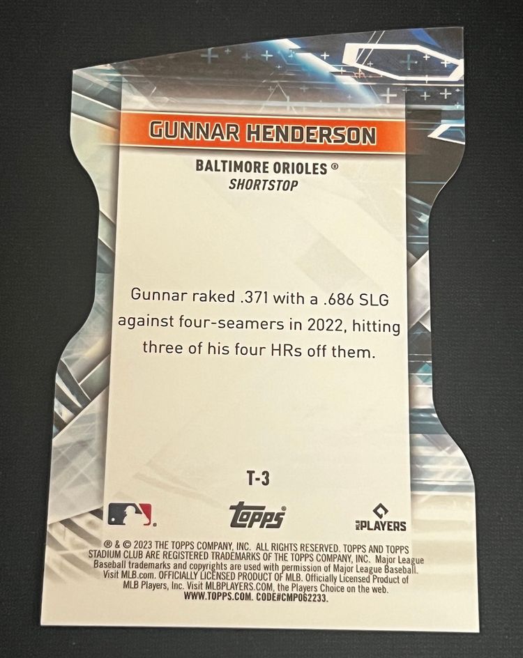 Gunnar Henderson 2023 Topps Stadium Club Triumvirates Refractor #T-3 Rookie RC Baltimore Orioles