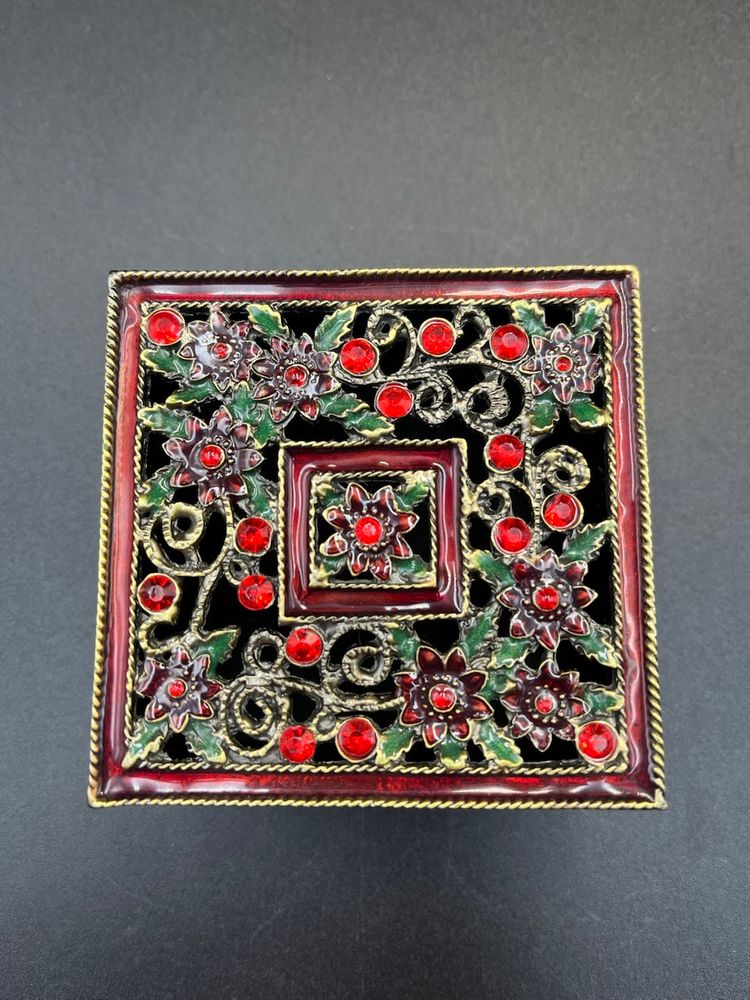 Brass Floral Trinket Box