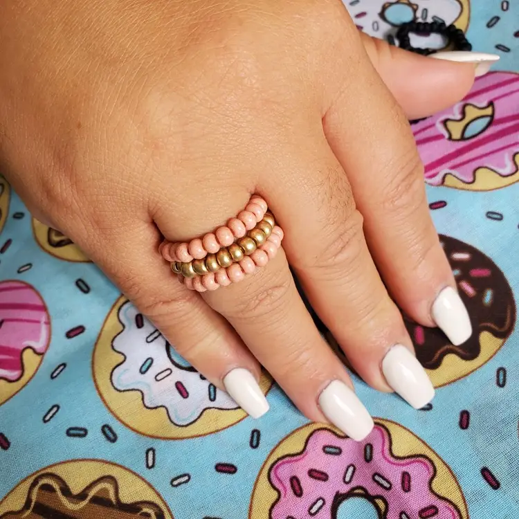 Seed Bead Flexible Ring Set - Rose Tea Cake