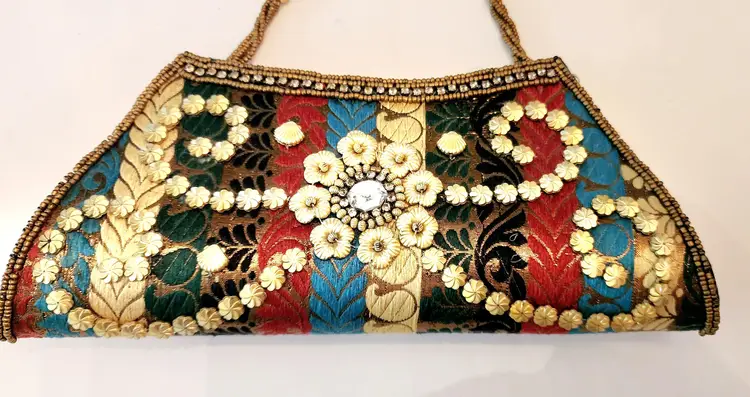 Beaded Sequined Multicolor Clutch