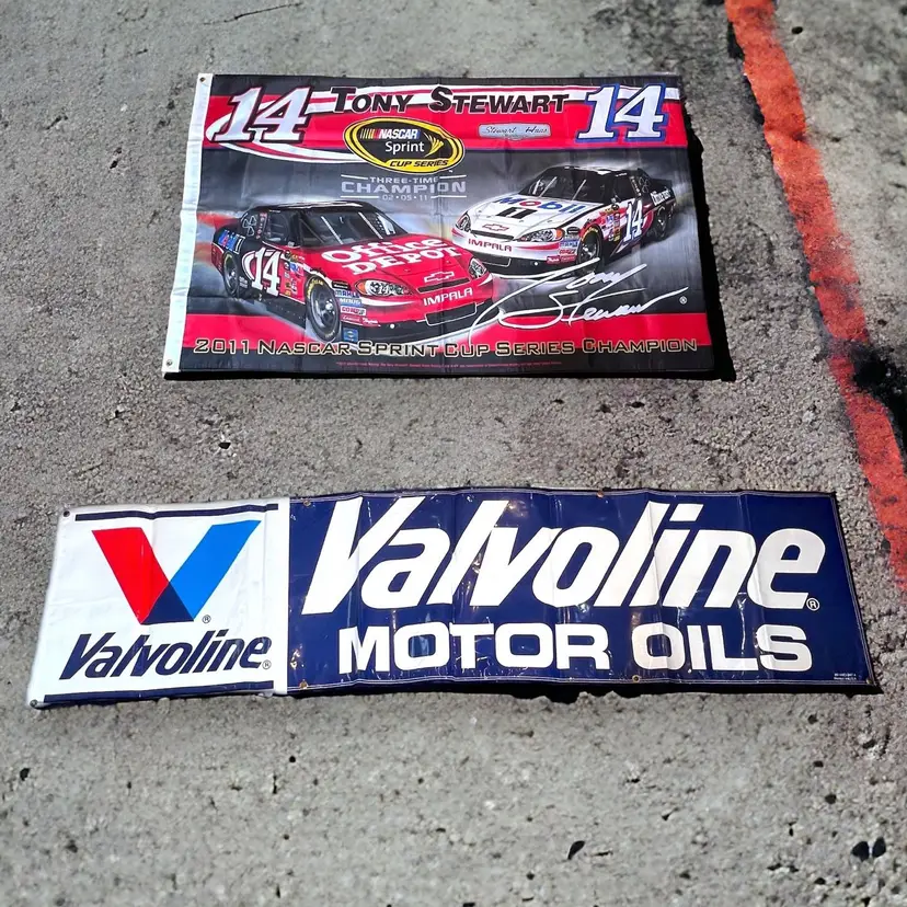 Large Racing Banners Flags - Nascar 2011 Tony Stewart / Valvoline Vinyl Sign