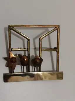 Artisan Made Floral Window  Brooch
