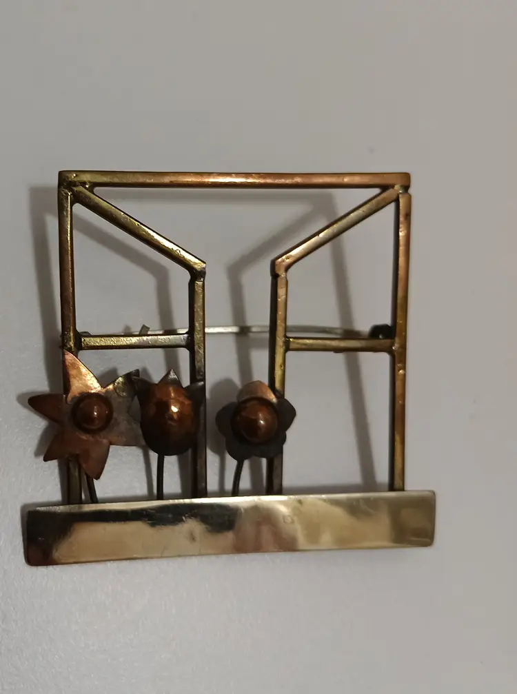 Artisan Made Floral Window  Brooch