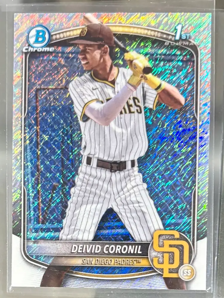 2025 Bowman Chrome Deivid Coronil 1st Shimmer Refractor Parallel San Diego Padres