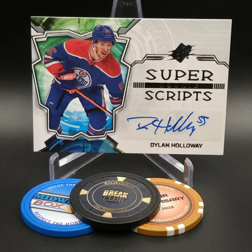 Dylan Holloway Rookie Auto 2022-23 Upper Deck SPx Hockey Rookie Super Scripts Autograph Insert Card #SSR-DH - Edmonton Oilers