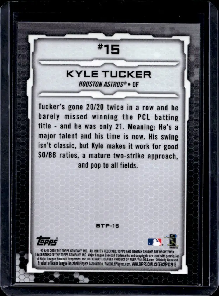 2019 Bowman Chrome BTP-15 Kyle Tucker Scouts Top 100 Atomic Refractor #68/150