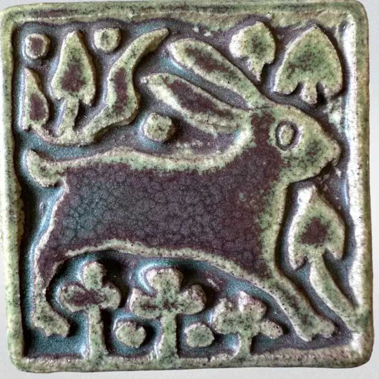 Motawi Tile Rabbit  Hang or Paperweight 3”x3 No Issues Ceramic Bunny Rabbit