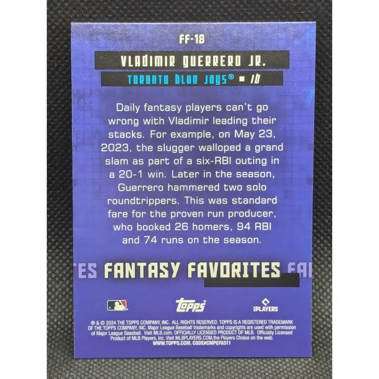 Vladimir Guerrero Jr. 2024 Topps Fantasy Favorites Insert Toronto Blue Jays #FF-18