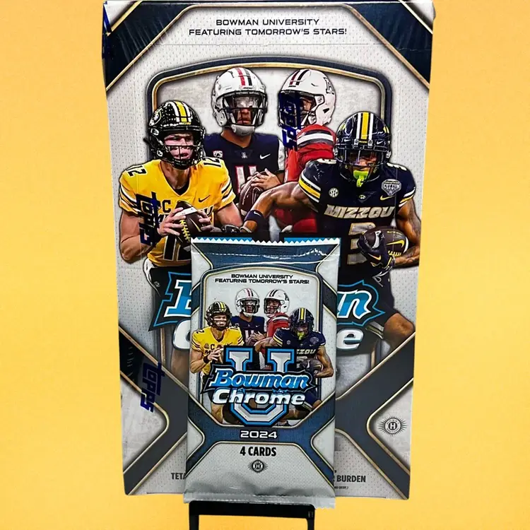 2024 Bowman Chrome U Football 1 Hobby Pack Ripped Live (stacked shipping)