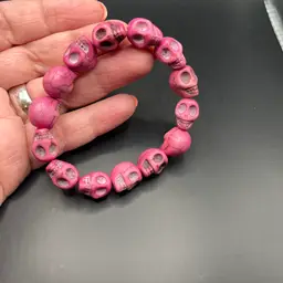 Pink Howlite Skull Stretch Bracelet