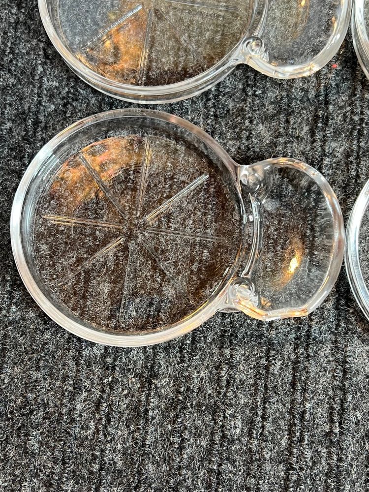 Fostoria Mademoiselle Coasters w/Spoon Rest Set of 4 Clear Glass Vintage