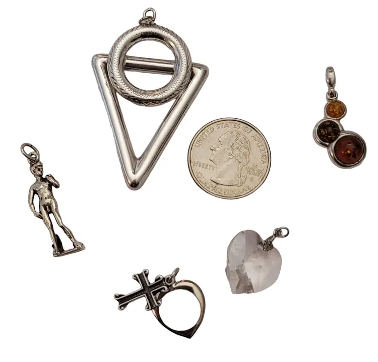 Lot of Sterling Silver Charms, Pendants E677