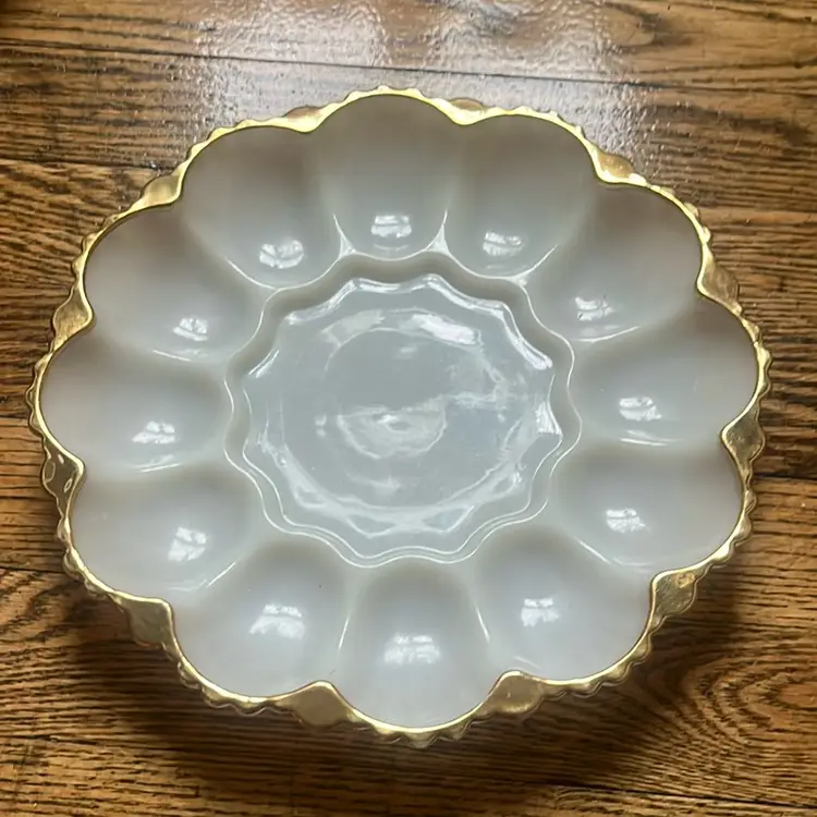 Milk glass Deviled Egg Plate