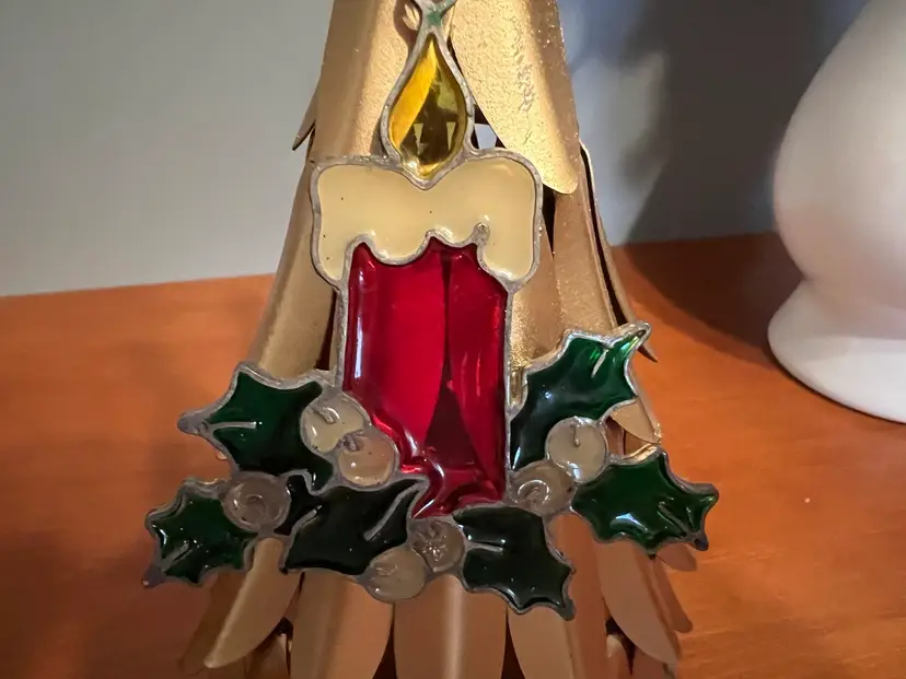 4 Vintage Christmas Ornaments — Kurt Alder, 1979 stained glass, handmade snowflake, glass basket and ceramic girl