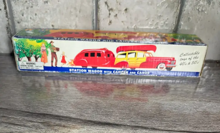 Camping Plastic Toy Set Canoe Trailer Station Wagon 2000 Binary Arts Corp