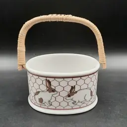 Vintage Takahashi San Francisco Bunny Rabbit Basket with Bamboo Handle