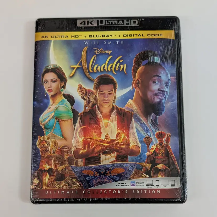 Disney Aladdin 4K/Blu-ray/Digital Will Smith Ultimate Collectors Edition New Sealed