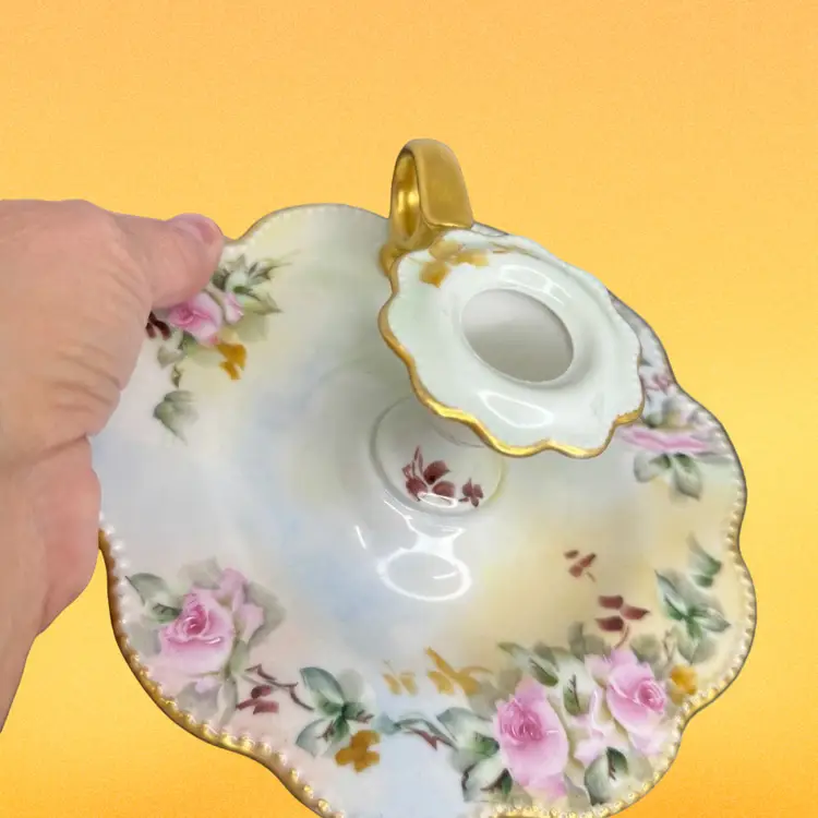 ARTIST Hand Signed HR Baker  W G And Co Antique (1900-1932) Gorgeous! Limoges France Candle Holder Nappy Lemon Dish