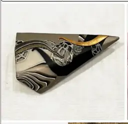 Vintage 1990s Artisan Brooch Pin Abstract Multicolor Signed Metallic