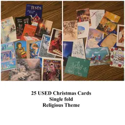 1980-90s-25 Used Christmas cards- Religious - Crafts Scrapbook Decor