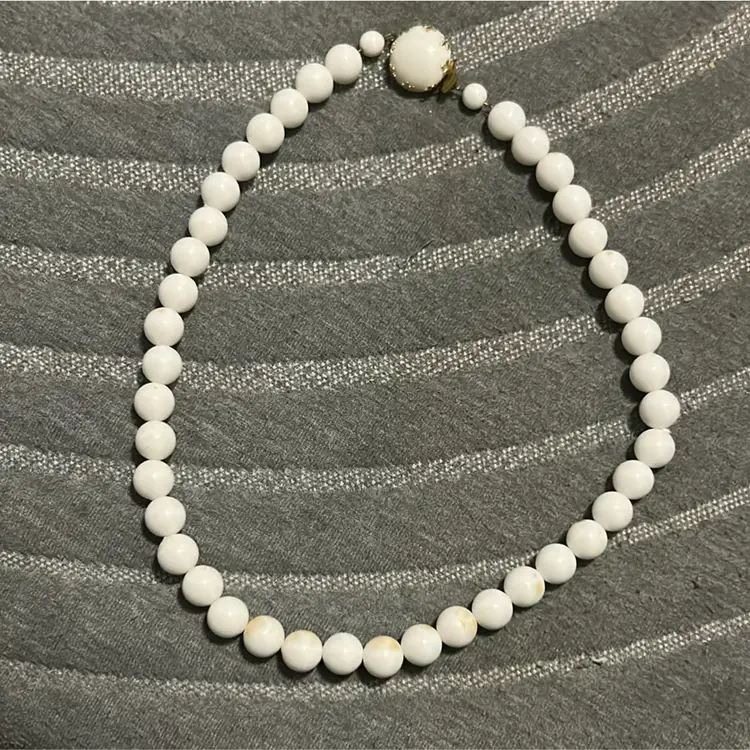Vintage “MadeAustria” Costume Jewelry Necklace White Beads 