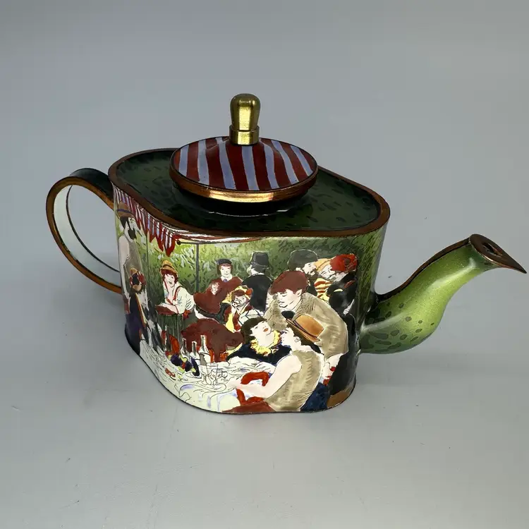 Charlotte Di Vita Hard To Find Renoir Enamel Copper Vintage Collectible English Miniature Teapot