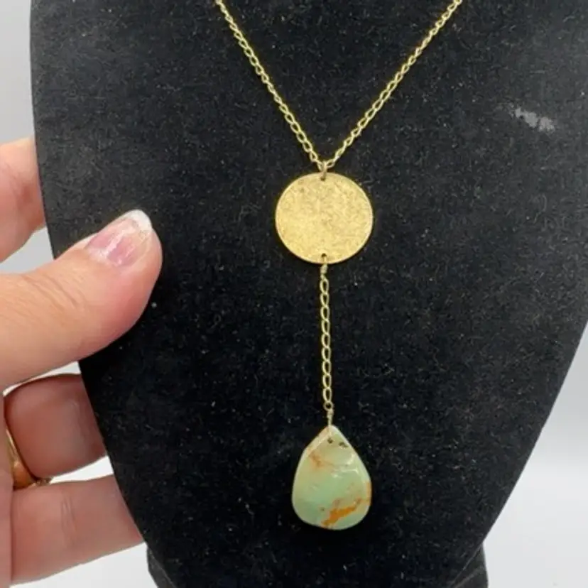 Gold Tone Stone Necklace Signed Sheila Fajl