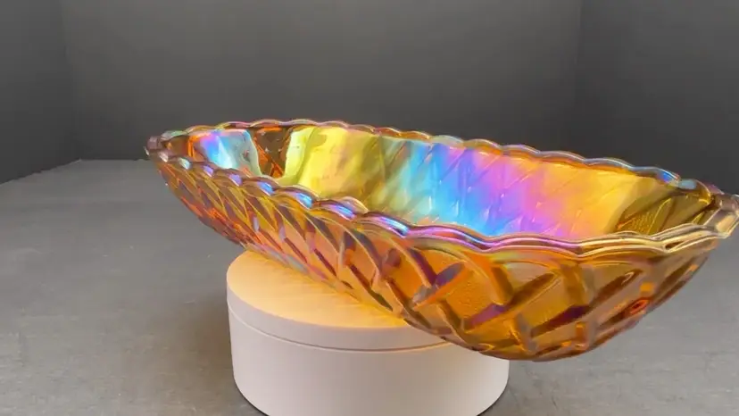 Indiana Glass Marigold Carnival Celery Dish | Vintage