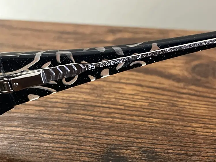 Covergirl Black and Floral Silver Cutout Eyeglass Frames Only 52-17-135 mm