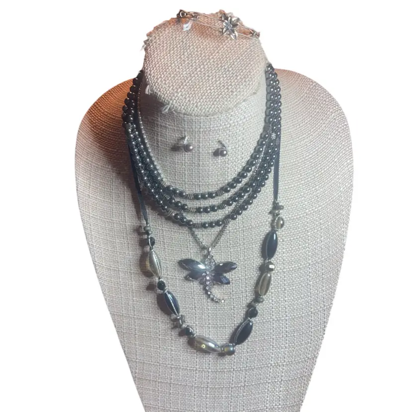 #41 - Dragonfly Guitar String Bracelet Dark Silver Lot