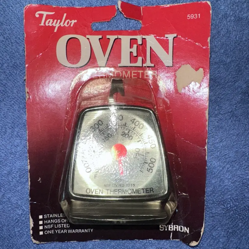Vintage Taylor Oven Thermometer 500 Degree Stainless Steel In Original Package