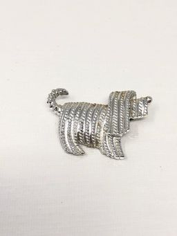 Sarah Coventry Shaggy Dog Silver-Tone Brooch Pin
