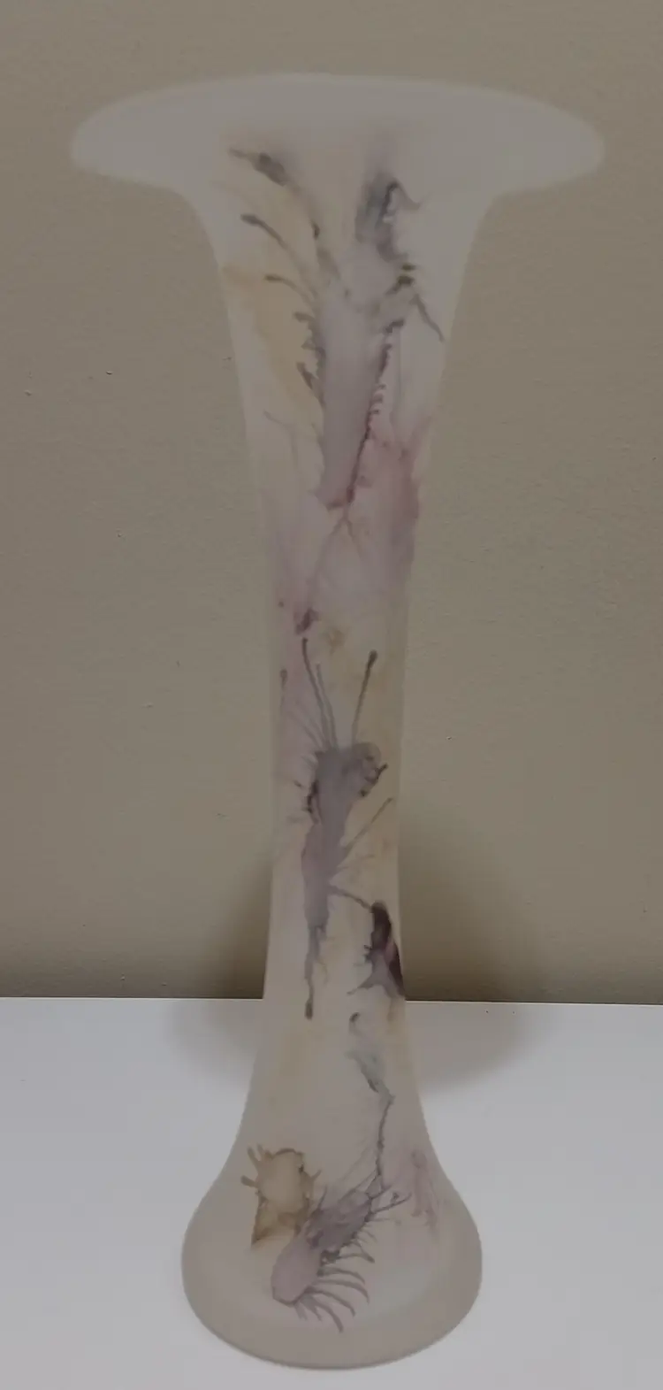 Colorful Vintage Romanian Frosted Glass Jack In the Pulpit Vase