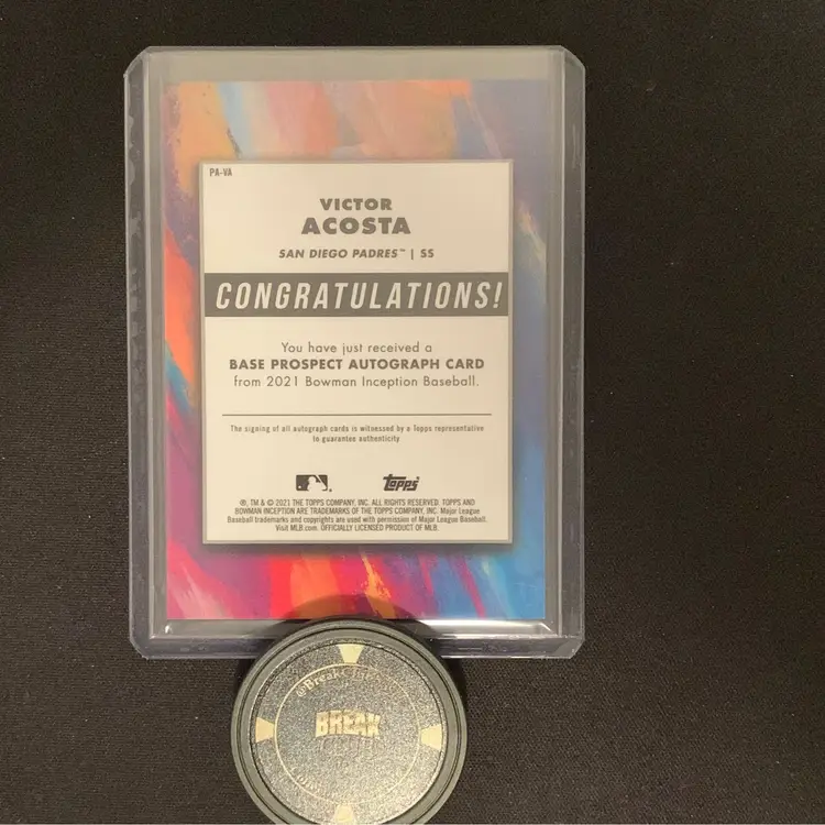 2021 Bowman Inception Victor Acosta Gold Foil Auto /50