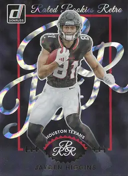 2025 Donruss Rated Rookies Retro Jayden Higgins RC #8 Houston Texans