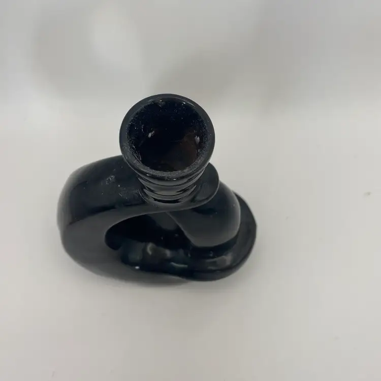 Francoma Pottery Black Glazed  Modern Candlestick