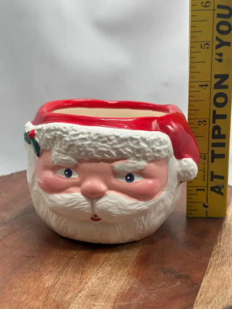 Vintage RUSS Santa Claus Christmas Candy Bowl Trinket Tree Ceramic