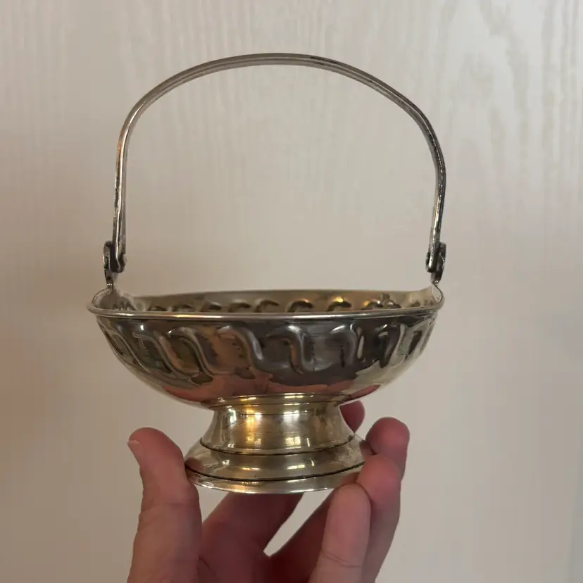 Vintage Silver Plated Embossed Pedestal Basket